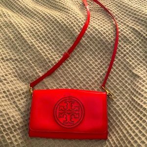 Tory Burch red patent leather bag